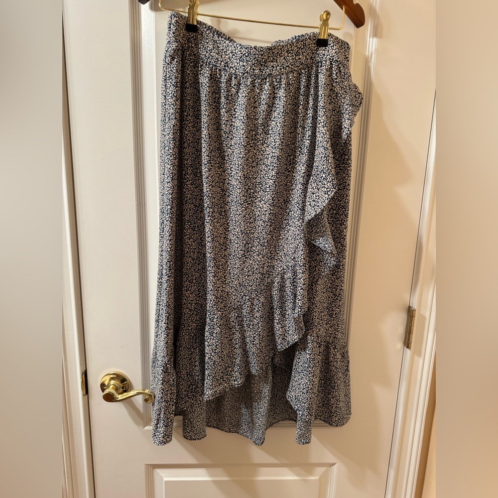 LC Lauren Conrad Asymmetrical  Ruffle Midi Skirt NWT Size M - Picture 2 of 14
